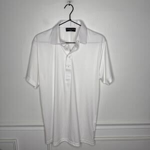 Collars & Co Dress Collar Polo Mens White Shirt Medium Performance Golf Casual